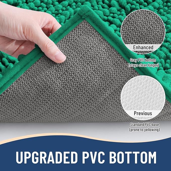 Arotive Luxury Chenille Bathroom Rug Mat, Extra Soft Thick Absorbent Shaggy Bath Rugs, Non-Slip Machine Wash Dry, Plush Bath Mats for Bathroom, Shower and Tub, 30x20, Emerald