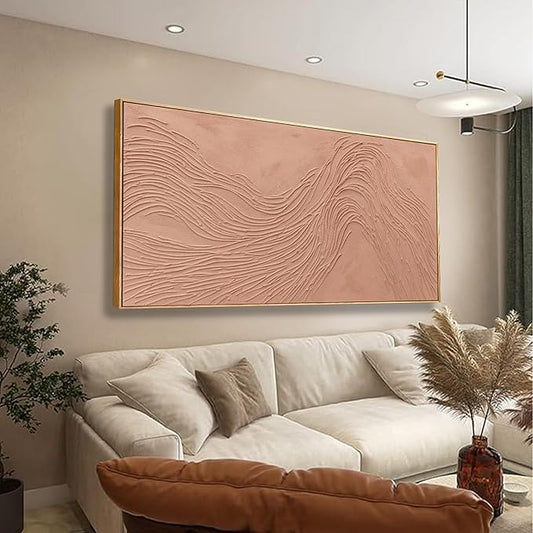 Abstract Wall Art For Living Room Decor Canvas Artwork Hand Painted Reddish Brown Variational Texture Minimalist Modern Art Wall Decor Painting With Framed For Bedroom Dining Room Home Office Modern Abstract Artwork Home Decoration 29"x58"