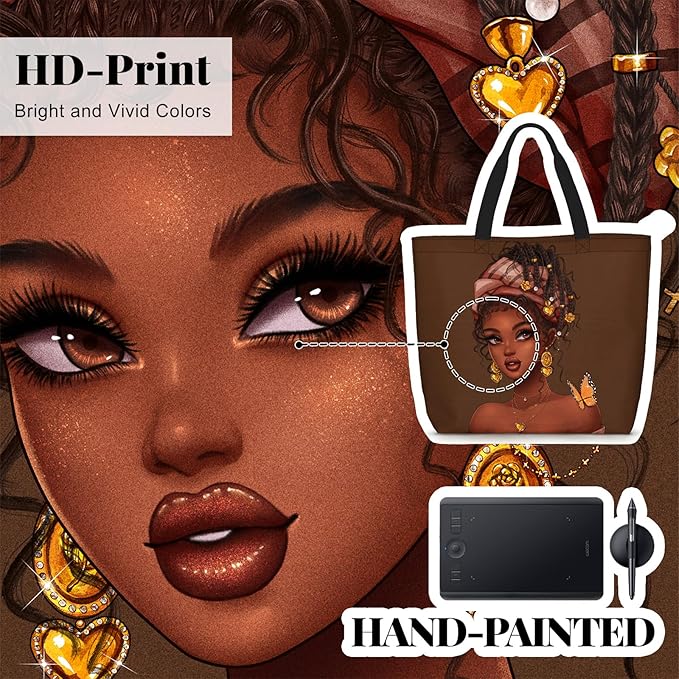 African American Black Women Tote Bag Black Girl Magic Shoulder Handbag For Work Travel Beach Shopping