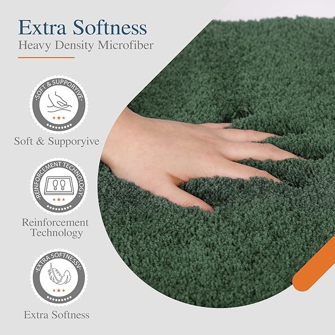 Walensee Large Bathroom Rug (24 x 36, Hunter Green) Extra Soft and Absorbent Shaggy Bath Mat Machine Washable Microfiber Non Slip Luxury Floor Mat