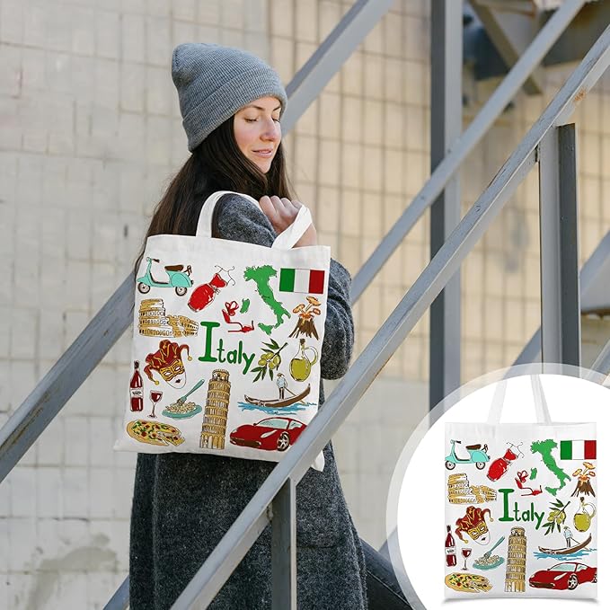 Paterr 4 Pcs City Souvenir Tote Bag-New York Chicago Seattle Los Angeles Boston San Francisco Paris Italy Las Vegas Nashville