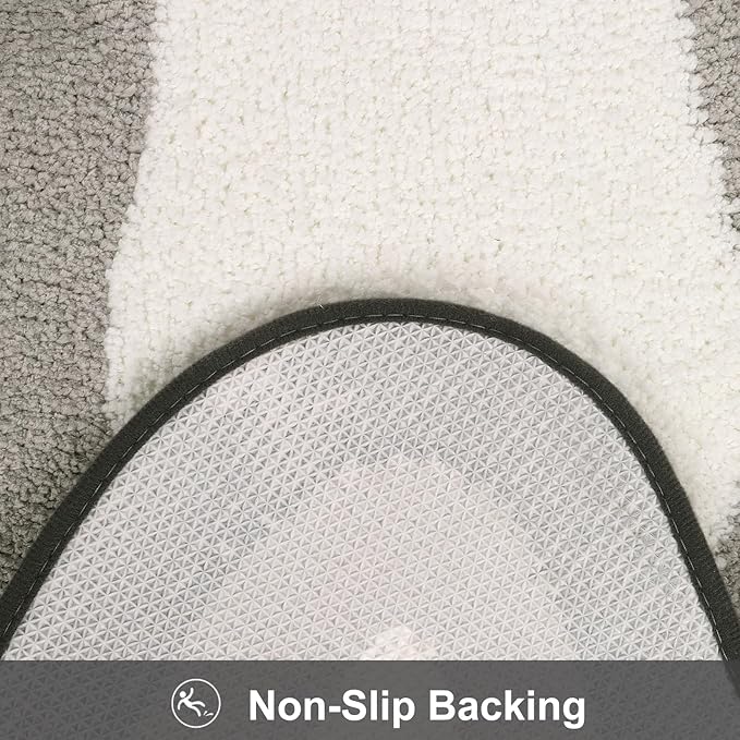 HAOCOO Microfiber Bathroom Runner Rug, 18x47 inch Non Slip Long Rug Runner, Washable Luxury Soft Absorbent Carpet Funny Decor for Shower Kitchen Entryway Bedroom Black/Grey