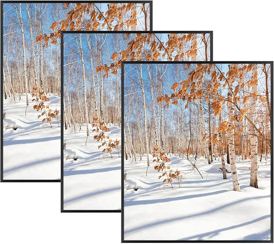 Golden State Art, 20x24 Aluminum Picture Frame, Black Metal Thin Poster Frames for 20 x 24 inch Photo, Acrylic Front, Wall Hook for Horizontal or Vertical Display, 3 Pack