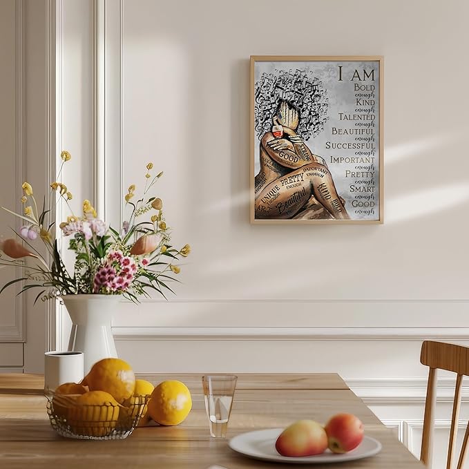 Black Woman Art Wall Decor 11x14 - African American Wall Art - Inspirational Prints - Empowering Print for Women Bedroom - Motivational Black Girl Artwork - Positive Quotes Decor