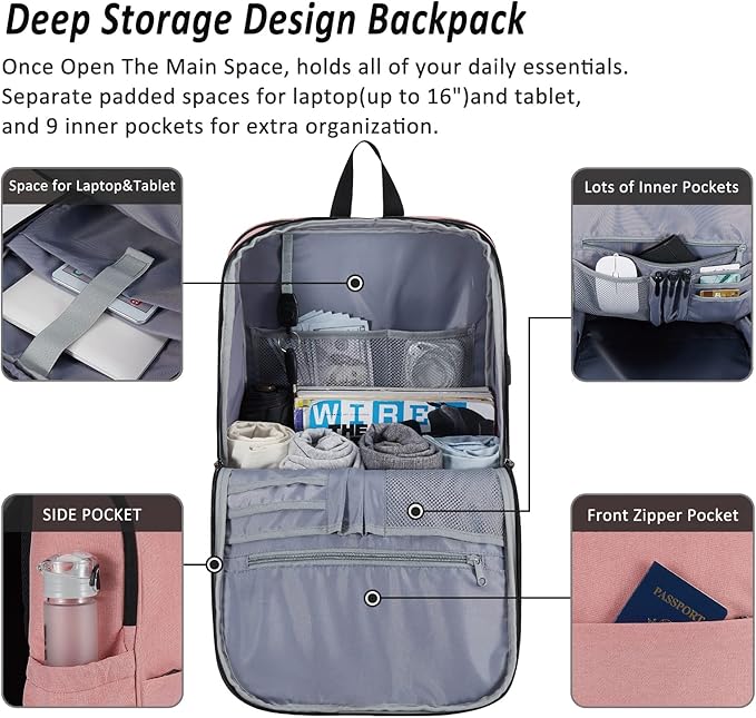 MAXTOP Travel Laptop Backpack with USB Charging Port Anti-Theft[Water Resistant] College Bookbag Fits 18.4 Inch Laptop