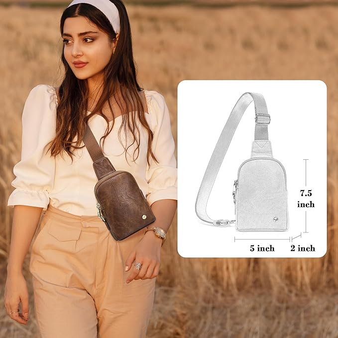 INICAT Travel Small Sling Bag Leather Crossbody Bags for Women Fanny Packs Cross Body Bag for Woman Cross Body Purses