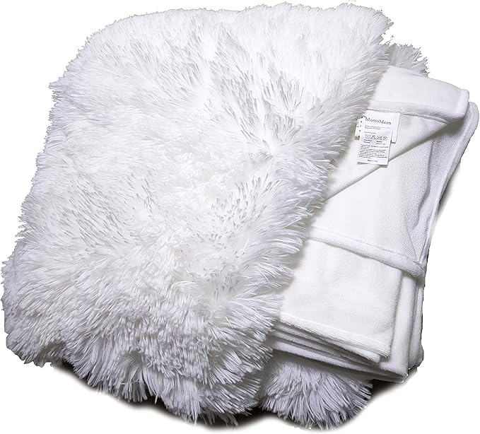 MorroMorn 5 PCS Shaggy Duvet Cover Bedding Set - Long Faux Fur Luxury Ultra Soft (White, Full/Queen)