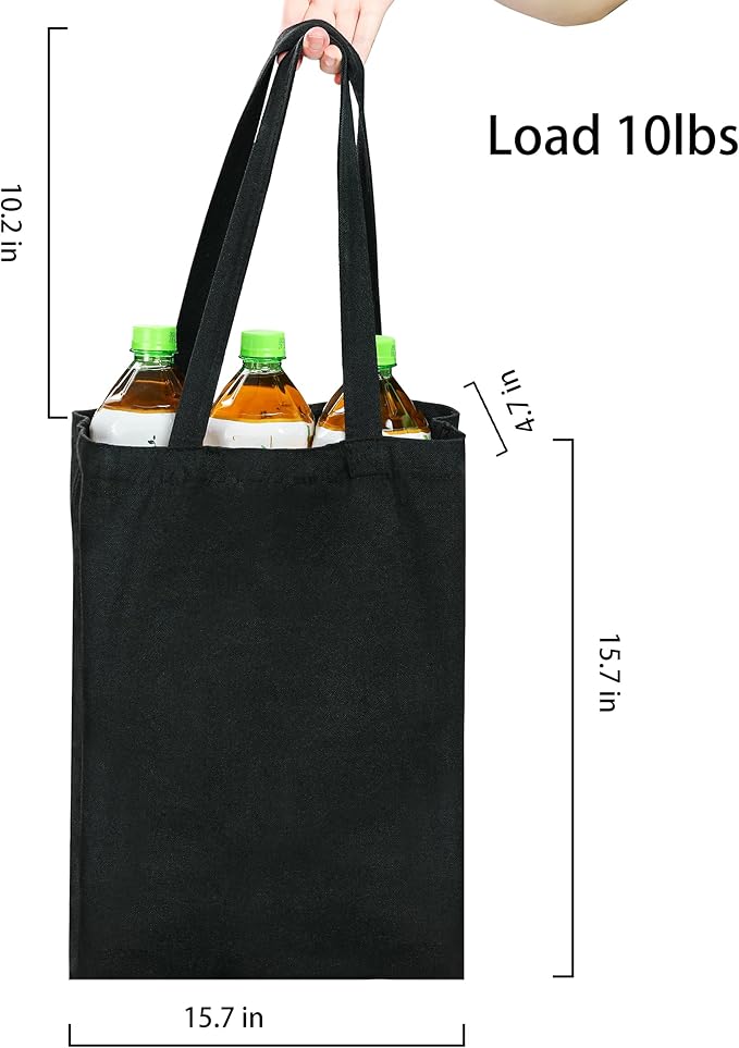 Canvas Tote Bags - 2 Pcs Multi-Purpose Reusable Bags - Perfect for Grocery, Shoppping & DIY Gifts