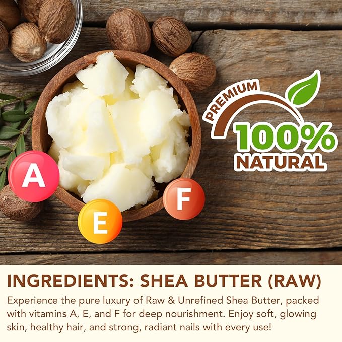 2 Pack Shea Butter Raw Organic,Pure Shea Butter Unrefined for Skin and Hair Moisturizing - 100% Natural Vitamin A, E & F