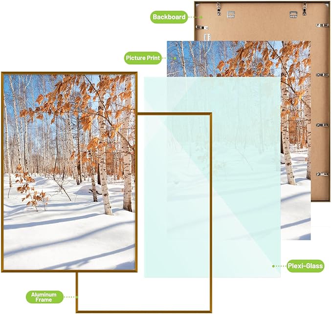 Golden State Art, 20x30 Aluminum Picture Frame, Bronze Metal Thin Poster Frames for 20 x 30 inch Photo, Acrylic Front, Wall Hook for Horizontal or Vertical Display, 3 Pack