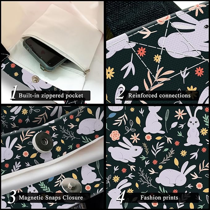 Canvas Tote Bag for Women，Cute Heavy-Duty Shoulder Bag with Zipper Pocket -Travel Tote for Grocery, Gym,Shopping