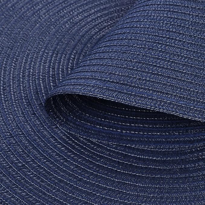 SHACOS Round Placemats Set of 4 Washable 15 inch Round Table Mats Cotton Polyester Woven Braided Place Mats for Dining Table, Navy
