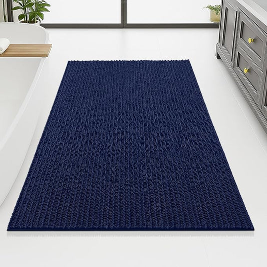 Arotive Luxury Chenille Bathroom Rug Mat, Extra Soft Thick Absorbent Shaggy Bath Rugs, Non-Slip Machine Wash Dry, Plush Bath Mats for Bathroom, Shower and Tub, 70x46, Navy