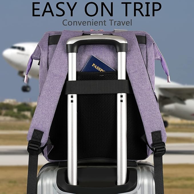 FALANKO Laptop Backpack for Women, Anti Theft Backpacks with USB Charging Port RFID Anti Theft Water Resistant,Wide Top Open Work Teacher College Travel Computer Bag for Woman Fits 15.6 Inch Laptop