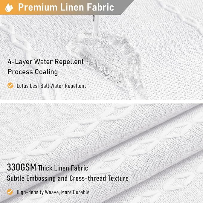 BTTN Boho Long Shower Curtain, 72x78 Inch Long Linen Ultra Thick Fabric Shower Curtain Set with Plastic Hooks, Tall Modern Farmhouse Country Neutral Textured Cloth Shower Curtains for Bathroom, White