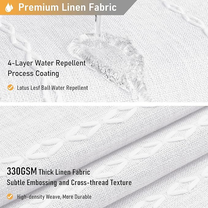 BTTN Extra Long Shower Curtain, 72x96 Inch Long Boho Chic Linen Fabric Weighted Shower Curtain Set with Plastic Hooks, Tall Modern Farmhouse Aesthetic Tassel Cloth Shower Curtain for Bathroom - White