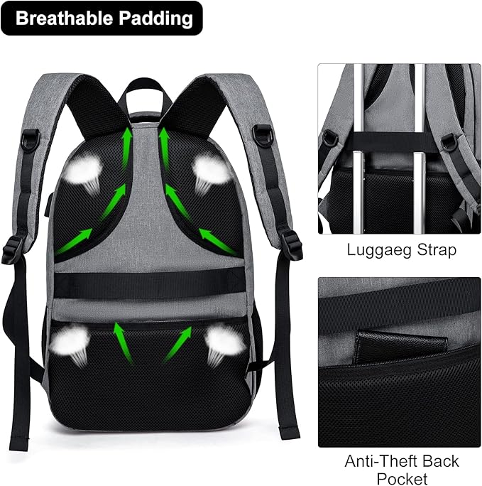 Backpack, School Backpacks for Teen Boys & Girls, Student Bookbag Fits 17.3 Inch Laptop with USB Charging Port, Water Resistant Travel Backpack, Sturdy Anti Theft Computer Bag Gifts Men Women