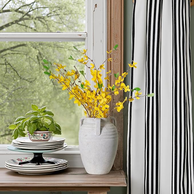 Ceramic Flower Vase Home Decor - 8.7" Farmhouse Flower Vases Rustic Vintage Aesthetic Modern for Table Living Room Kitchen Bedroom Decoration House Desk Decorative Accessories Gift (Rustic)