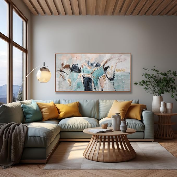 Dimpaga Abstract Wall Art Framed Ready To Hang Home Decor Artwork Wall Art Colorful Fantasy Graffiti Prints Canvas Painting For Living Room Bedroom Office Apartment Decoration 24"X48"