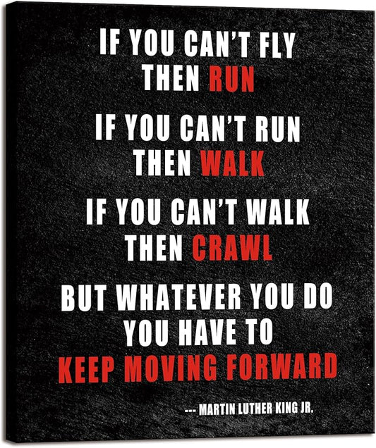Pyradecor Keep Moving Forward Motivational Classroom Positive Quotes Inspirational Poster Canvas Prints Wall Art for Office Living Room Home Decorations
