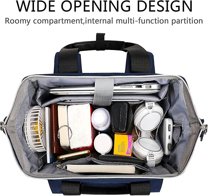 FALANKO Laptop Backpack for Women, Doctor Teacher Work Bookbag College Shoulder Bag with USB Port RFID Anti-theft, Nurse Travel Business Bag for Men Women Fit 15.6 Inch Computer