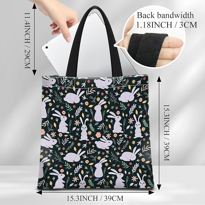 Canvas Tote Bag for Women，Cute Heavy-Duty Shoulder Bag with Zipper Pocket -Travel Tote for Grocery, Gym,Shopping