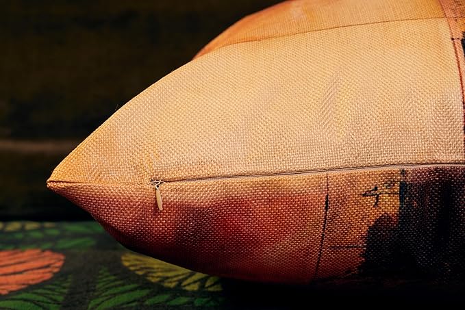 Vintage Geometric Decor Linen Throw Pillow Case, 18 x 18 Inch Set of 4, New Living Room Decor, Housewarming Gift, Modern Decor, Mid-Century Modern Style Cushion Cover for Sofa Couch Bed