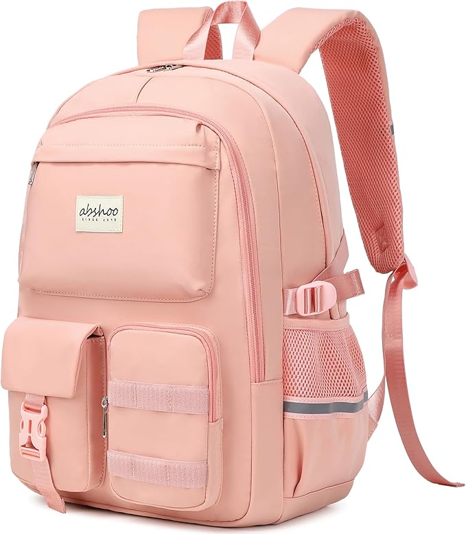 abshoo Big Student Laptop Backpack For College Women Middle High School Teen Girls Bookbag Travel Daypack (Peach Pink)