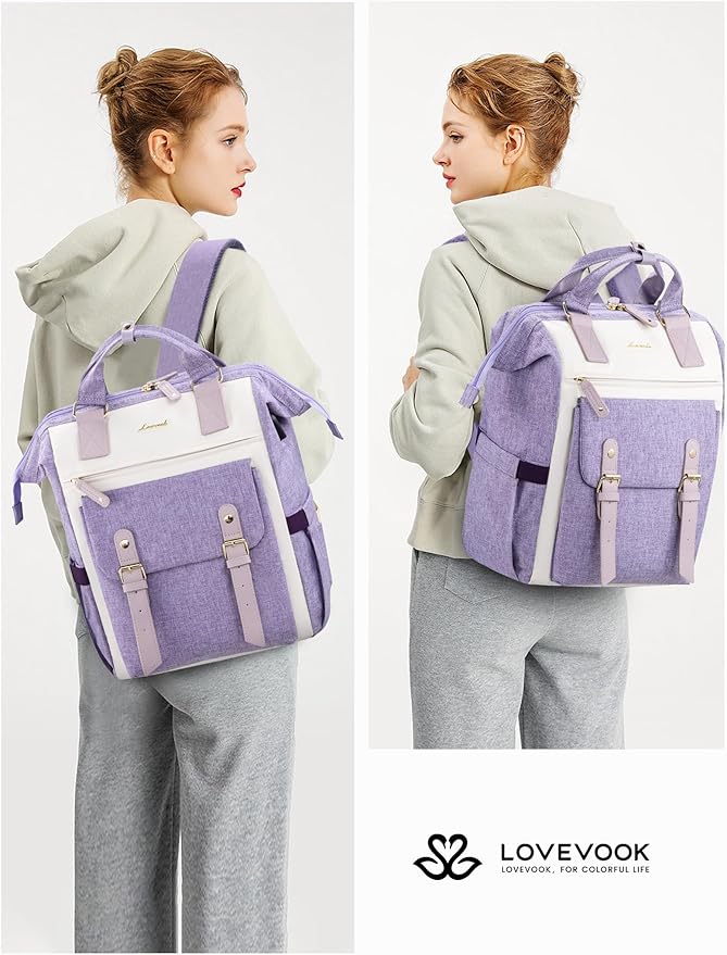 LOVEVOOK Laptop Backpack for Women Work Teacher Bag Travel Backpack, Stylish College Backpack Purse, Business Computer Laptop Bag Nurse Bags, Casual Daypack, 15.6 Inch