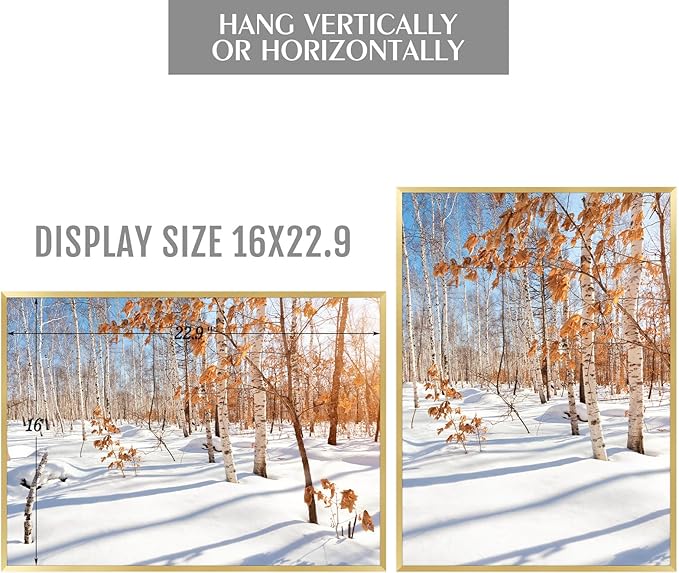 Golden State Art, A2 Aluminum Picture Frame, Gold Metal Thin Poster Frames for 16.5x23.4 inch Photo, Acrylic Front, Wall Hook for Horizontal or Vertical Display, 3 Pack