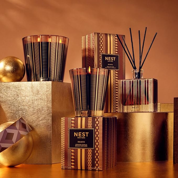 NEST New York Scented Classic Candle, Hearth - 8.1 oz - Up to 60-Hour Burn Time - Reusable Glass Vessel