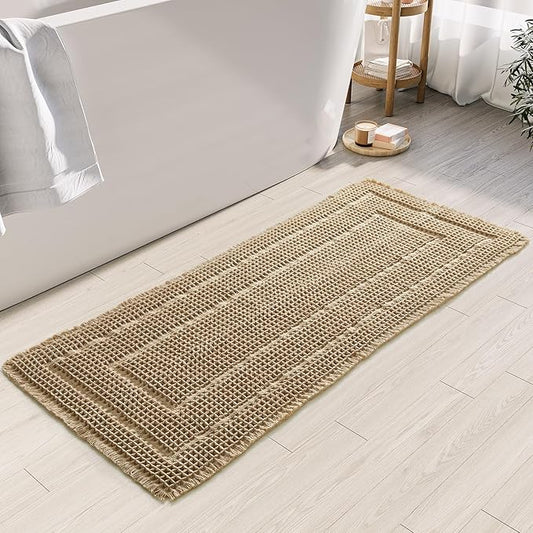 Bath Mats for Bathroom Non Slip,Waffle Luxury Bath Mat,Machine Washable Bath Mat for Shower,Ultra Soft Bathmat,Brown,19"*48"