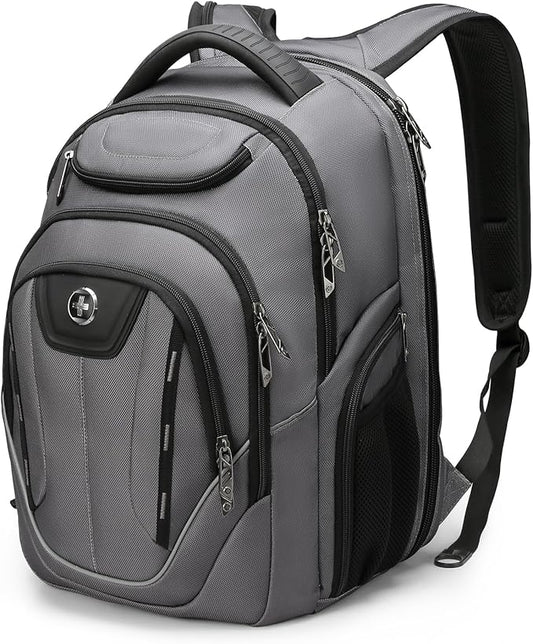 Swissdigital Design TSA Business Laptop Backpack For Men,Travel Backpack With USB Charging Port,College Tech Backpacks With RFID Pockets Presents For Men Fits 15.6 Inch Computer Grey | TERABYTE