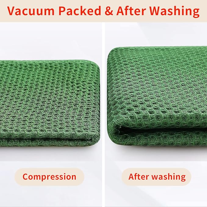 Homaxy 100% Cotton Kitchen Towels and Dishcloths Set, 12 x 12 Inches and 13 x 28 Inches, Set of 8 Bulk Kitchen Towels Set, Ultra Soft Absorbent Dish Cloths for Washing Dishes, Grass Green