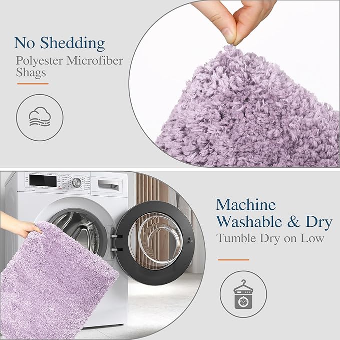 Walensee Large Bathroom Rug (24 x 36, Lavender) Extra Soft and Absorbent Shaggy Bath Mat Machine Washable Microfiber Non Slip Luxury Floor Mat