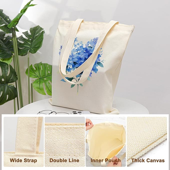 Tote Bag for Women, Canvas Tote Bag with Pockets,Canvas Shopping Bags,Reusable Grocery Bags