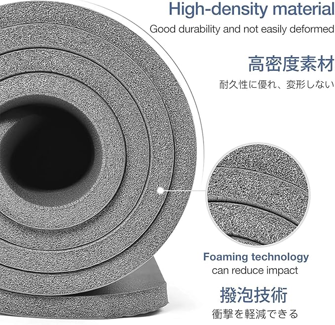 Yoga Mat Non Slip NBR Thick Yoga Mat, 72"L x 32"W x 0.6"TH (185cm x 80cm x 15mm), Anti-Tear Exercise Mat with Carrying Strap and Bag, Workout Mats for Yoga, Pilates and Floor Exercises