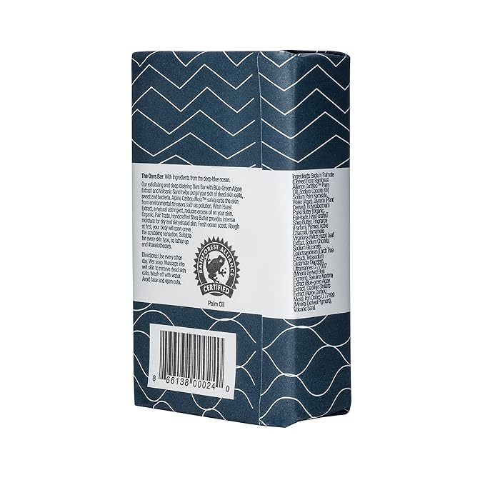 Oars + Alps Blue Charcoal Exfoliating Bar Soap for Men, Deep Cleaning & Exfoliating Soap, Dermatologist Tested & Made with Natural Clean Ingredients, All Skin Types, Travel Size, 1pk, 6oz