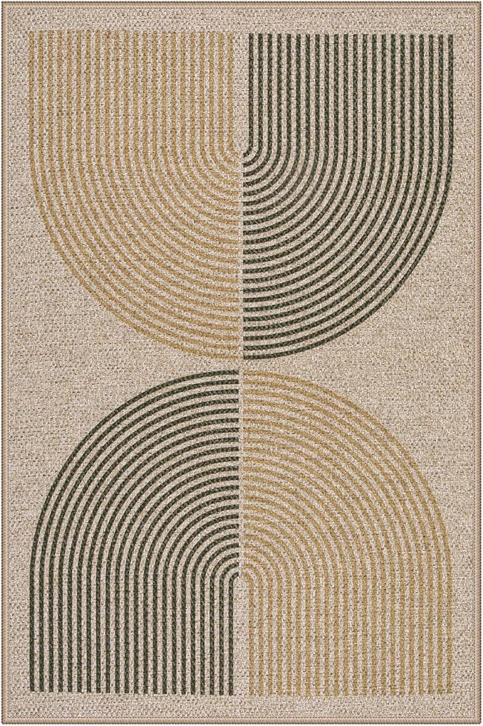 Lahome Rainbow Front Door Mat, 32"x48" Washable Non Slip Entry Way Rugs Indoor, Farmhouse Neutral Non Slip Non Shedding Lightweight Floor Carpet for Kitchen Bedroom Porch