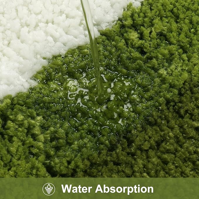 HAOCOO Luxury Soft Large Bathroom Rugs, 24x59 Inch Long Bathroom Rugs Non Slip Washable, Green Irregular Shaped Rug Absorbent Bathroom Mat for Bedroom Bathtub Sink Shower