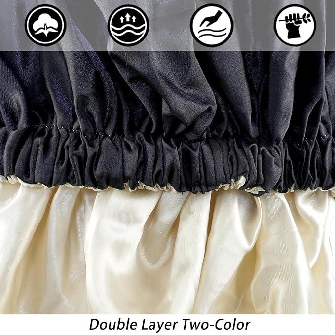 Satin Bonnet Silk Bonnet Hair Bonnet for Sleeping-Slouchy Beanie Hat Satin Sleep Cap for Women's Natural & Curly Hair(Black)