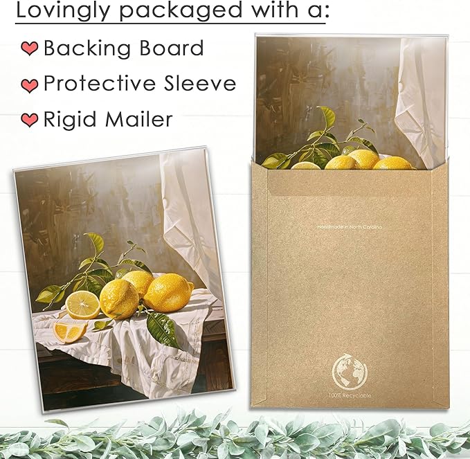 Lemon Still Life Squeeze the Day Art Print - 11x14 | Kitchen Wall Art for Dining Room Decor | Farmhouse Pictures for Home | Rustic Wall Decor for Living Room | Vintage Wall Pictures