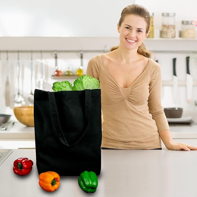 Canvas Tote Bags - 2 Pcs Multi-Purpose Reusable Bags - Perfect for Grocery, Shoppping & DIY Gifts