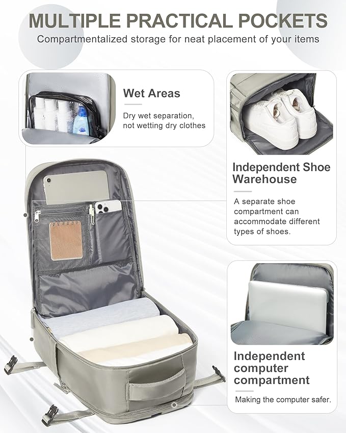 coowoz Travel Backpack Carry On for Women Man Gym Backpacks with Laptop Compartment Mochila de Viaje Teacher Personal Item Backpack Rucksack Airplane Accessories Must Haves Brown Small