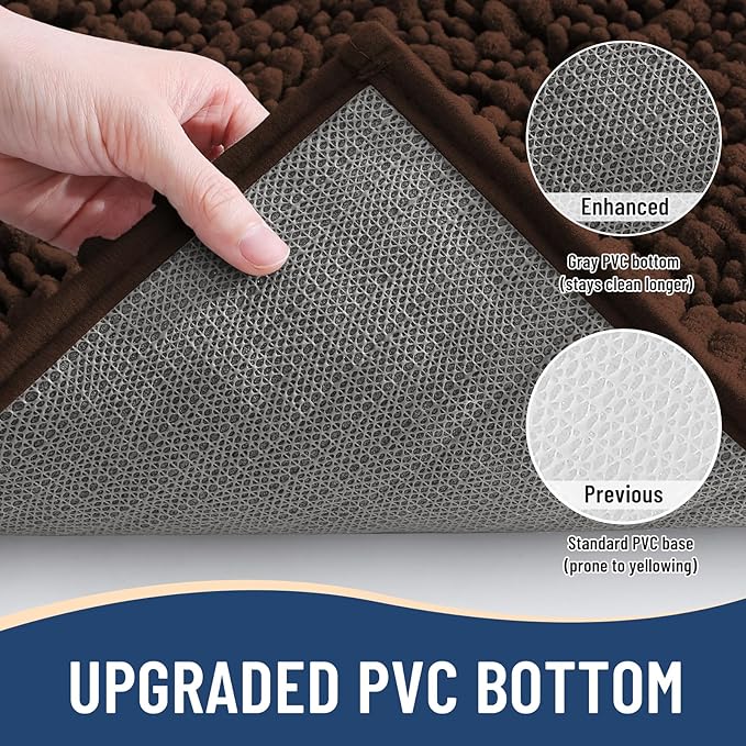 Arotive Luxury Chenille Bathroom Rug Mat, Extra Soft Thick Absorbent Shaggy Bath Rugs, Non-Slip Machine Wash Dry, Plush Bath Mats for Bathroom, Shower and Tub, 47x32, Brown