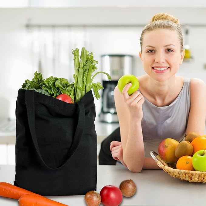 Canvas Tote Bags - 2 Pcs Multi-Purpose Reusable Bags - Perfect for Grocery, Shoppping & DIY Gifts