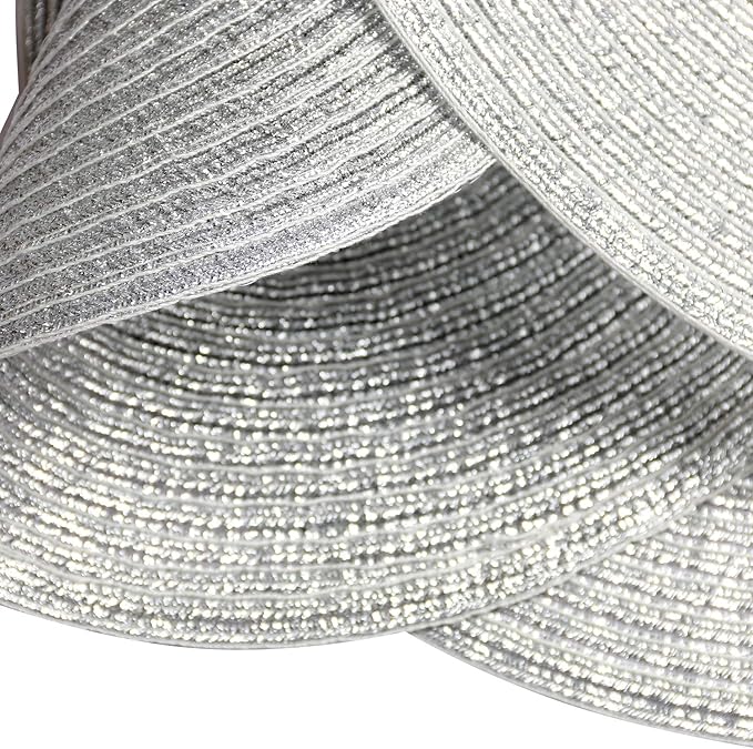 SHACOS Silver Glitter Round Placemats Set of 6 Sparkle Bling Place Mats Glitz Table Mats for Christmas Holiday Home Party Wedding Festive Table Decoration (6, Silver)