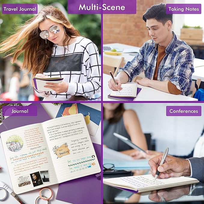 16 Pack Soft Cover Journal Bulk, Feela Lined Notebooks College Ruled for Work for Women Girl Writing, Blank Travel Journal Note Taking Notebook School Business Supplies, 8.2” x 5.5”, A5, Dark Purple