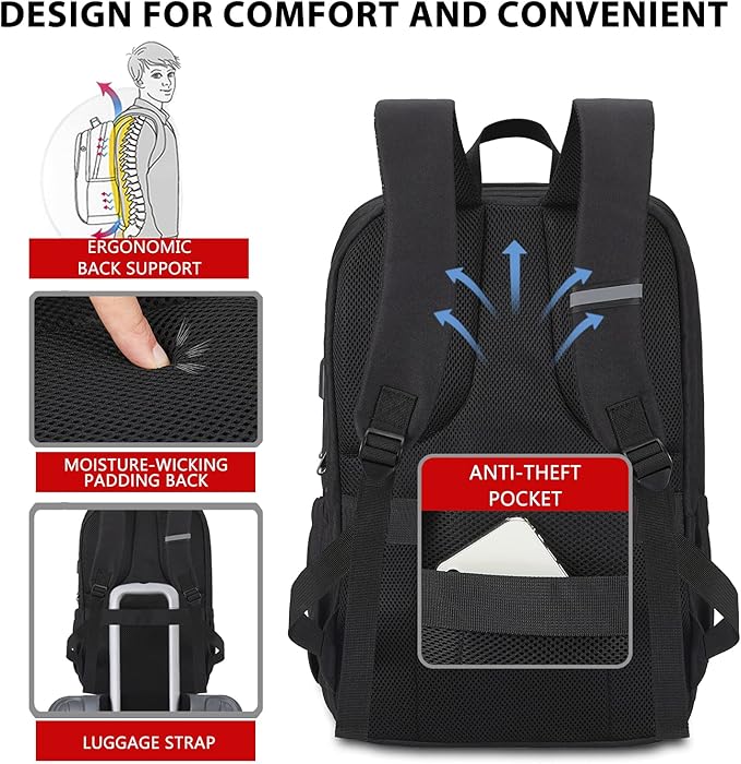 MAXTOP Travel Laptop Backpack with USB Charging Port Anti-Theft[Water Resistant] College Bookbag Fits 18.4 Inch Laptop