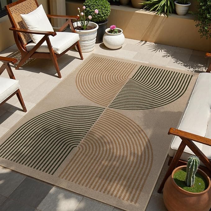 Lahome Modern Rainbow Easy Jute Office Rug, Washable Rugs 4x6 for Living Room Bedroom Farmhouse Kitchen Mats for Floor, Contemporary Non Slip Floor Carpet for Entryway Backyard Sunroom